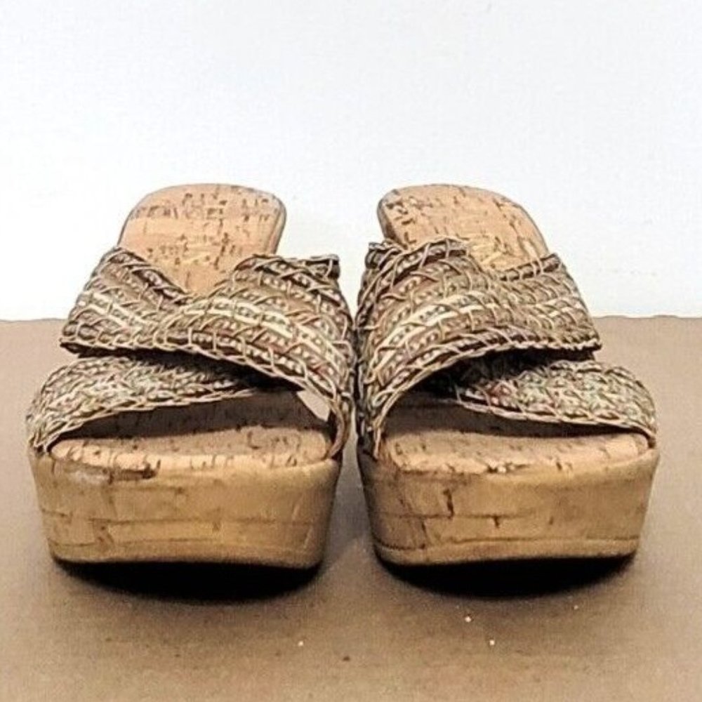 Italian Shoemakers Ferrini Cork Wedge Sandals Size 6.5 Boho Summer Festival - Picture 4 of 10